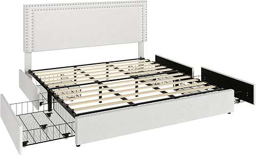Miniatura 360 de VECELO Base de cama de tamaño matrimonial con cabecera tapizada ajustable, plataforma de listones de madera, diseño sin ruido, fácil montaje Negro