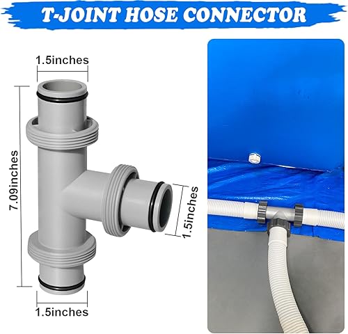 Miniatura 5 de Conector de manguera de bomba de filtro, adaptador de manguera de piscina de 1.5 a 1.5 pulgadas para bombas de filtro y manguera de piscina sobre el