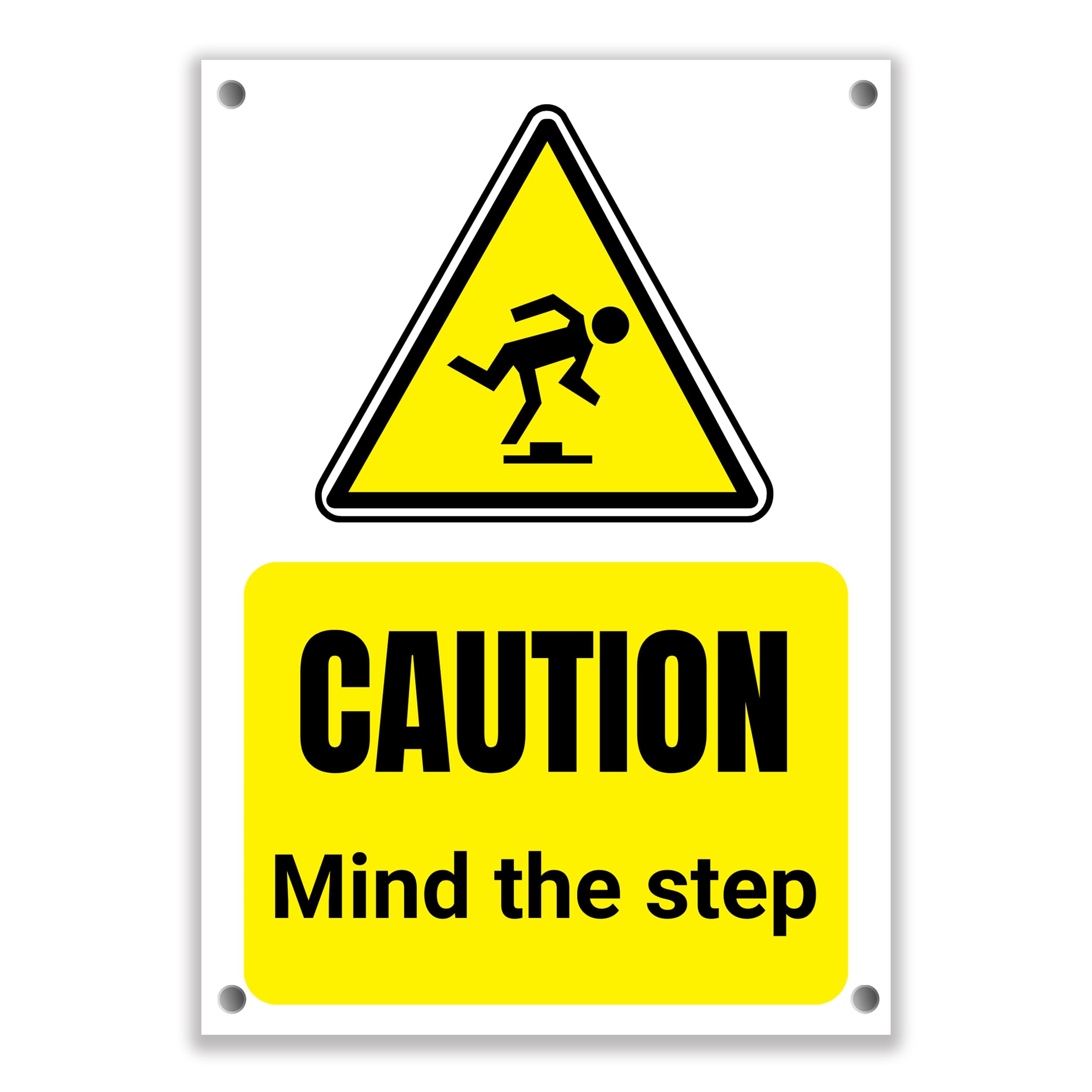 LP Lifestyle Caution Mind the Step Sign โ Rust-Free Waterproof & Weatherproof PVC Safety Warning Sign for Indoor & Outdoor Use, Slip & Trip Hazard Notice No.327 (A4 (210mm x 297mm) โ Holes)