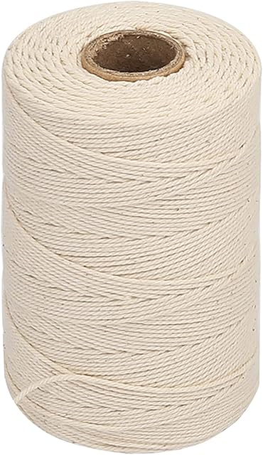 Vivifying 656 Feet 3Ply Cotton Bakers Twine, Food Safe Cooking String for Tying Meat, Making Sausage (White)