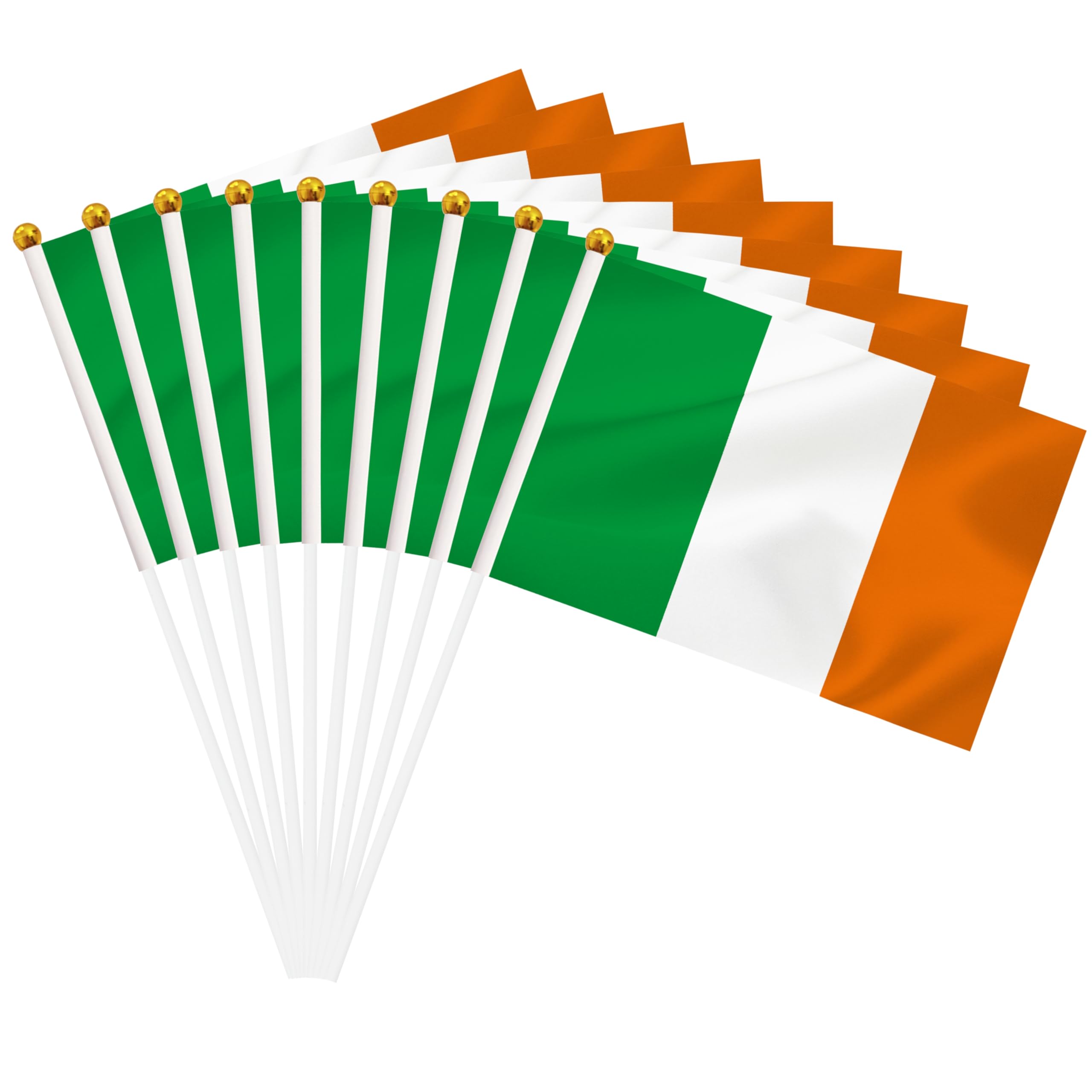 BCLin 50 Pack Ireland Hand Held Mini Stick Flags, Irish Small Miniature Stick Flag, Green, 8.2 x 5.5 Inch, St. Patrick's Day, Party, Parade, Desk Decoration, Outdoor Decoration
