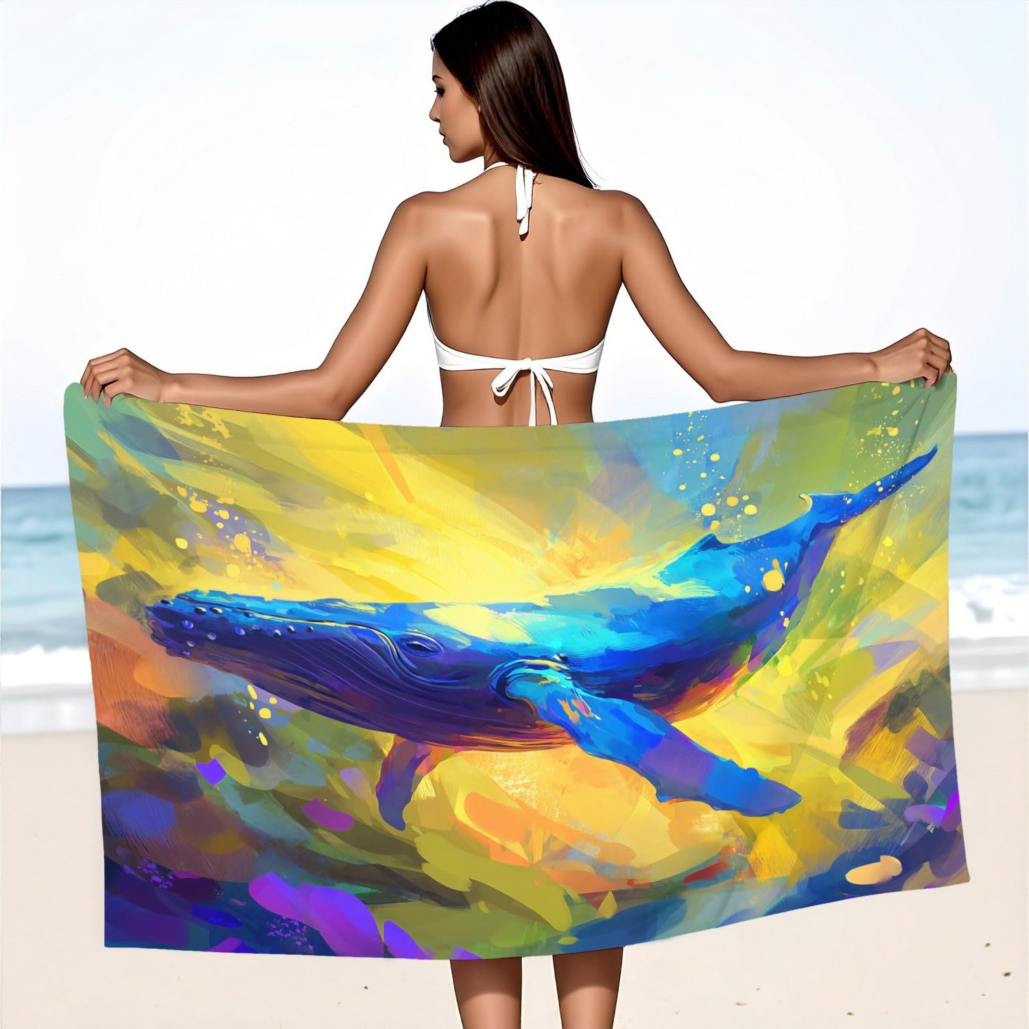 Générique Telo mare anti sabbia ad asciugatura rapida, 200 cm x 100 cm, moderno, allegro, asciugamano da spiaggia in microfibra, energia divertente, luminoso, arancione, veloce e assorbente, super
