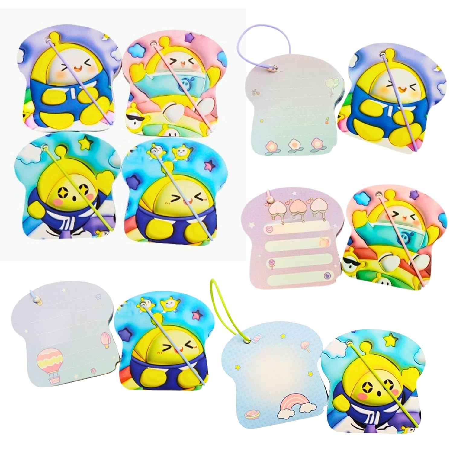 Birthday Popper 10 Pcs Little-Egg Pocket Diaries as Birthday Return Gifts – Assorted Cartoon Mini Notebooks for Kids | Cute Memo Book with Elastic Band Closure, Rewards for Boys & Girls (8.5×8.5cm)