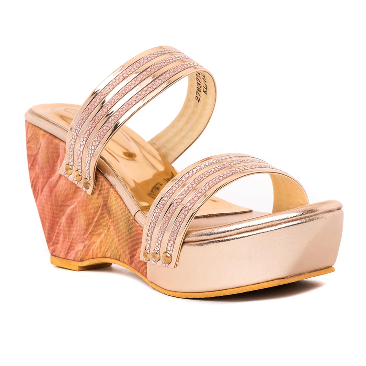 Khadims Cleo Rose Gold High Heel Wedge Slip On Sandal for Women (2783725) (B0CL9XR4RJ) Amazon Price History, Amazon Price Tracker
