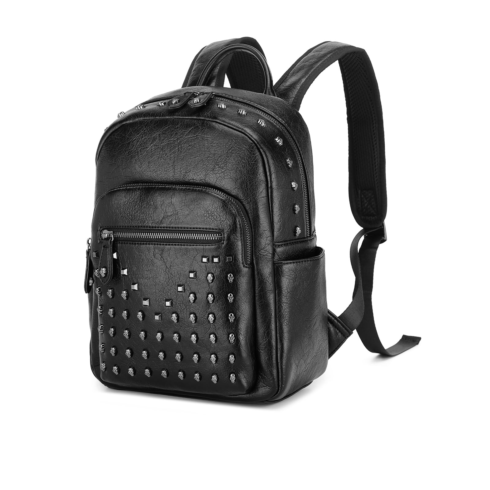 Miss Lulu Backpack for Womens, PU Leather Backpacks Skull Daypack with Zipper Anti-Theft