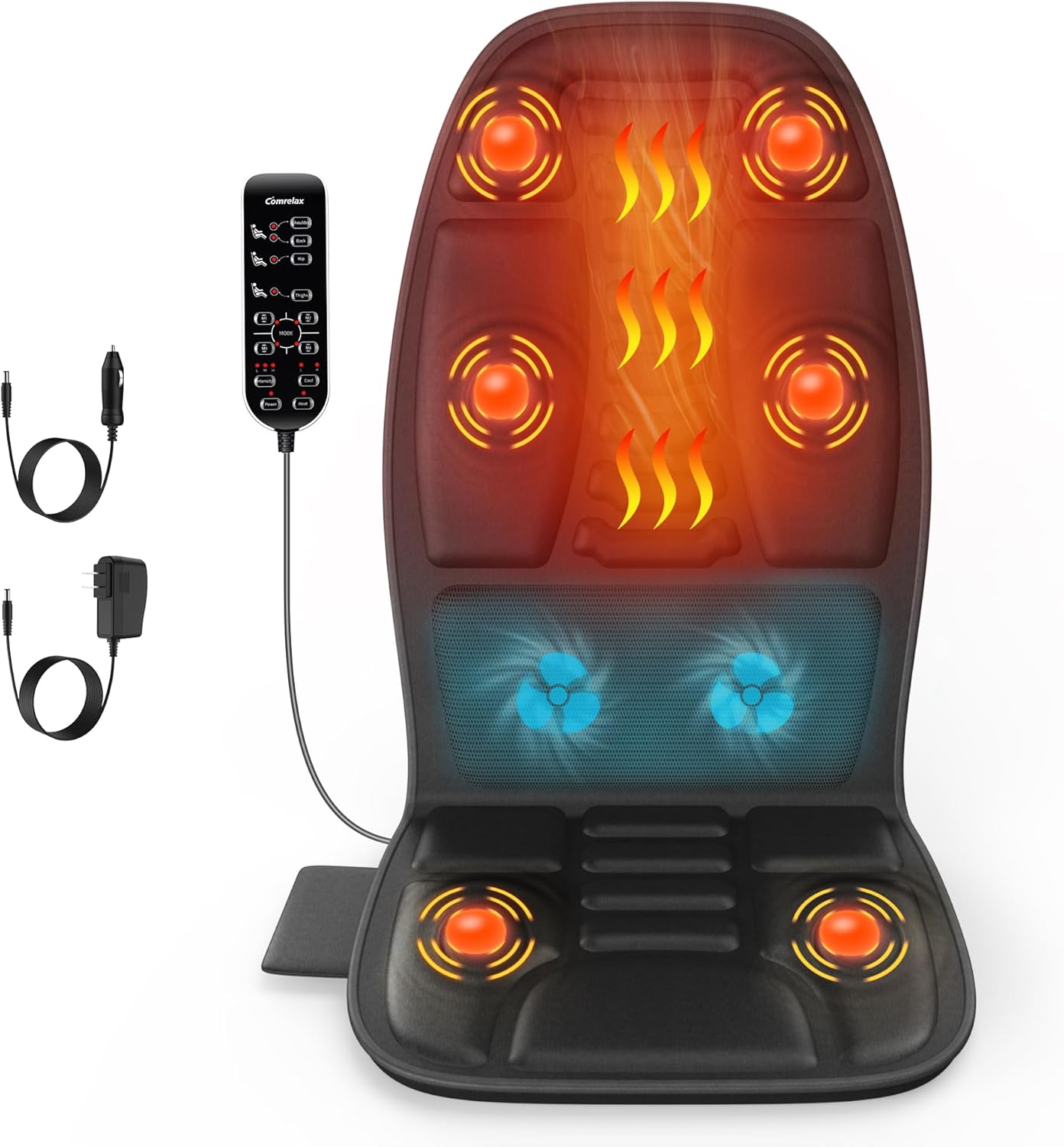 Back Massager with Heat for Pain Relief Deep Tissue, Portable Massage Chair Cushion and Seat Pad for Office, Gifts for Men & Women for Home Use
