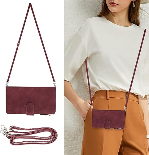 Miniatura 9 de Jaorty Funda para Motorola Moto G Pure (2021)Moto G Power (2022)Moto G Play (2023) Funda tipo cartera, 9 ranuras para tarjetas Collar cruzado