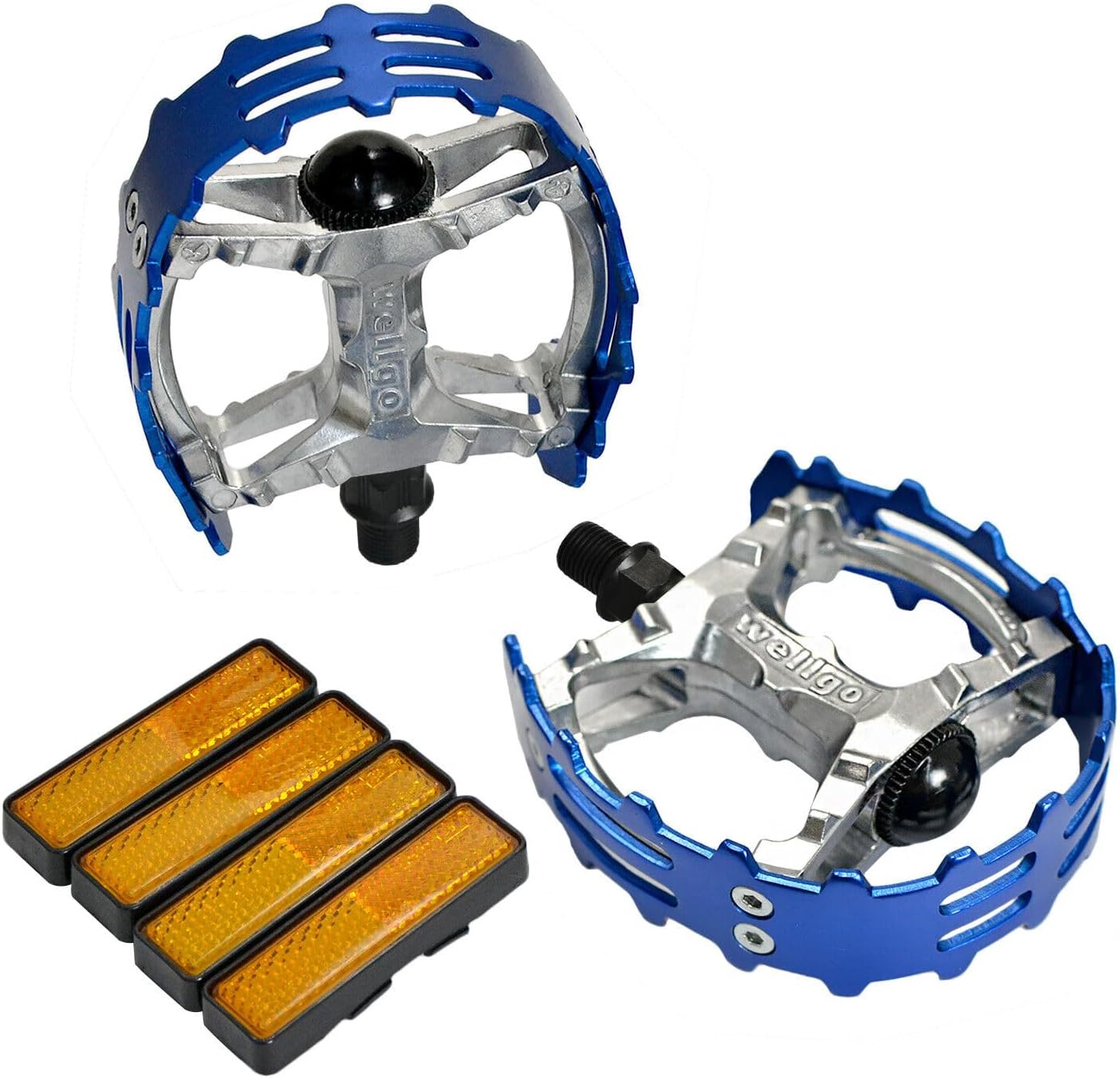 Wellgo Old School BMX MTB XC-II Bear Trap 1/2"" Bicycle Pedals, Blue, WE2974, 109 x 95mm