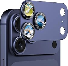 CACOE for iPhone 17 Pro Max Camera Lens Protector - Metal Frame Tempered Glass Cover, [Anti-Scratch] [Drop-Proof][Strong-Adhesion] Camera Screen Cover(Dark Blue)