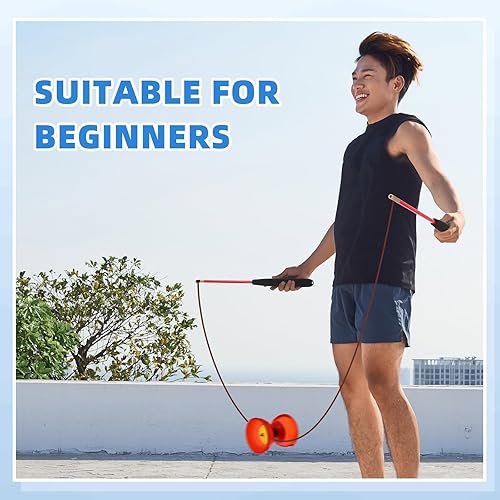 Miniatura 4 de Lenwen Juego de 15 piezas de diábolo chino Yoyo incluye 3 bolas de diábolo de 5 pulgadas de colores, cinco rodamientos con 6 palos chinos de