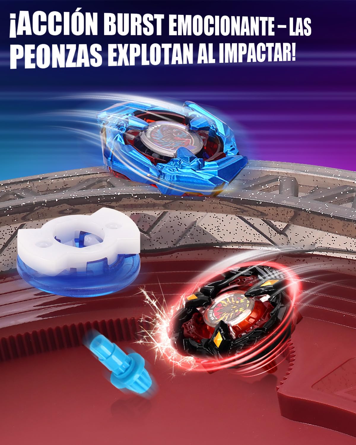 Kit de Inicio X Stadium – con 6 X Tops, 2 Lanzadores & Arena. Set de Batalla Competitiva para Niños Desde 6 años