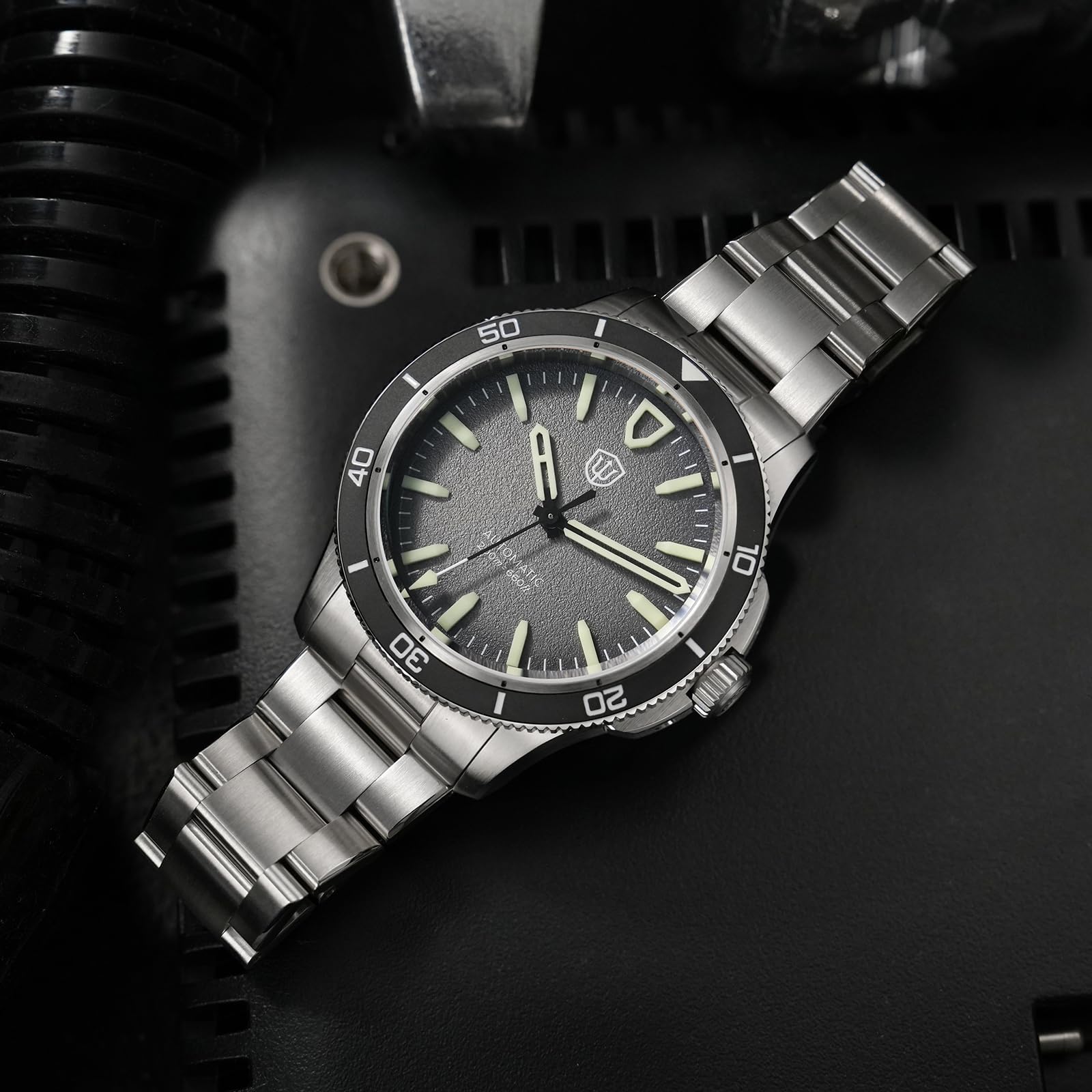 watchdives WD0019 Automatik Taucheruhr für Herren, ST2130 4Hz Mechanisches Uhrwerk, Saphirglas mit 5-Schichten AR-Beschichtung, 40mm Keramiklünette, 200M Wasserdicht, 316L Edelstahl Sport Taucheruhr