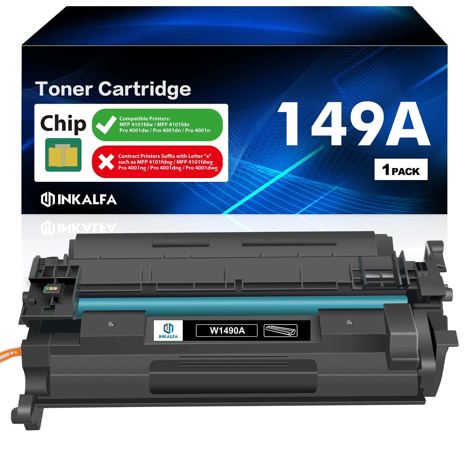 149A W1490A Toner (Mit Chip) Kompatibel für HP 149A 149X für LaserJet Pro MFP 4102fdw 4102dw 4102fdn Pro 4002dn 4002d 4002dw W1490A W1490X (Schwarz, 1er-Pack)