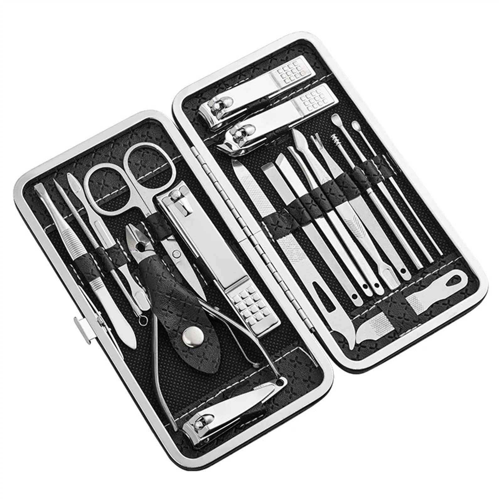 Maniküre Set Nagelknipser for Zuhause, 18-teilig, große Zange for Entfernen abgestorbener Haut, diagonale Zange for Entfernen abgestorbener Haut, kleiner Augenbrauenknipser, Lederhülle Nagelknipser(Sc