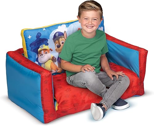 Paw Patrol Sofá cama para niños, 2 en 1, abatible, inflable, cómodo sofá para tumbona, tapete para siesta para niños pequeños, más de 4 pies de largo