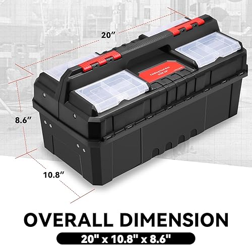 Miniatura 7 de Auto Dynasty Caja de herramientas portátil plegable de 2 capas con bandeja de mango antideslizante para garaje, taller y reparaciones sobre la