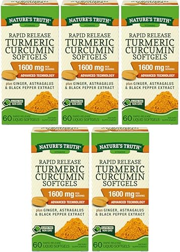 Miniatura 2 de Nature's Truth, Extracto de pimienta negra de cúrcuma 1600 mg, 60 cápsulas blandas