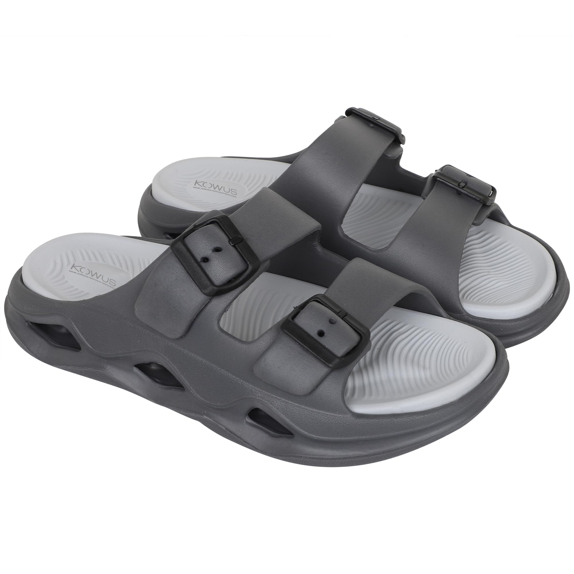 Mens Adjustable Double Strap Comfort Slides | Lightweight Cushioned Footbed | Anti-Slip Sole | Soft & Flexible Sandals-image-44
