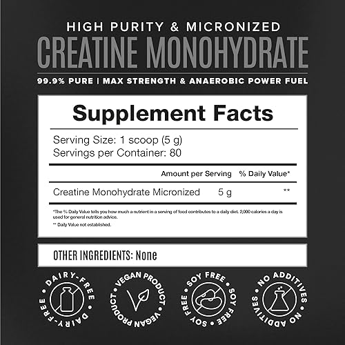 Miniatura 10 de BIRDMAN Monohidrato de creatina micronizada en polvo, recuperación muscular, sin cafeína, creatina, antes del entrenamiento, vegano, después del