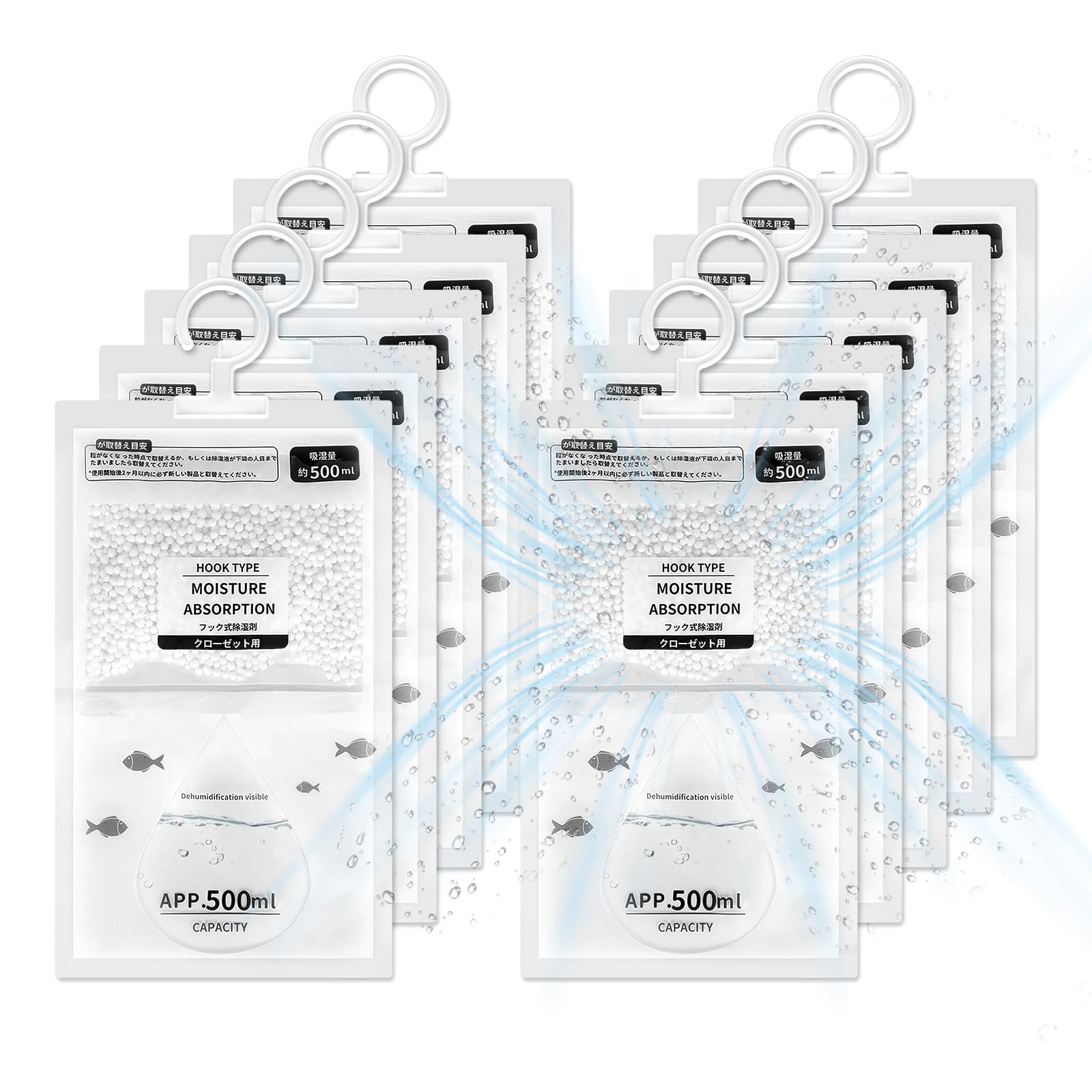 10 Pack Antihumedad Armarios, 500ML Deshumidificador Armario, Bolsas Antihumedad Armarios Habitacion, Absorbe Humedad Quitador, Quitar Humidade Ambientadores Ropa, Antimoho, Anti Humedad