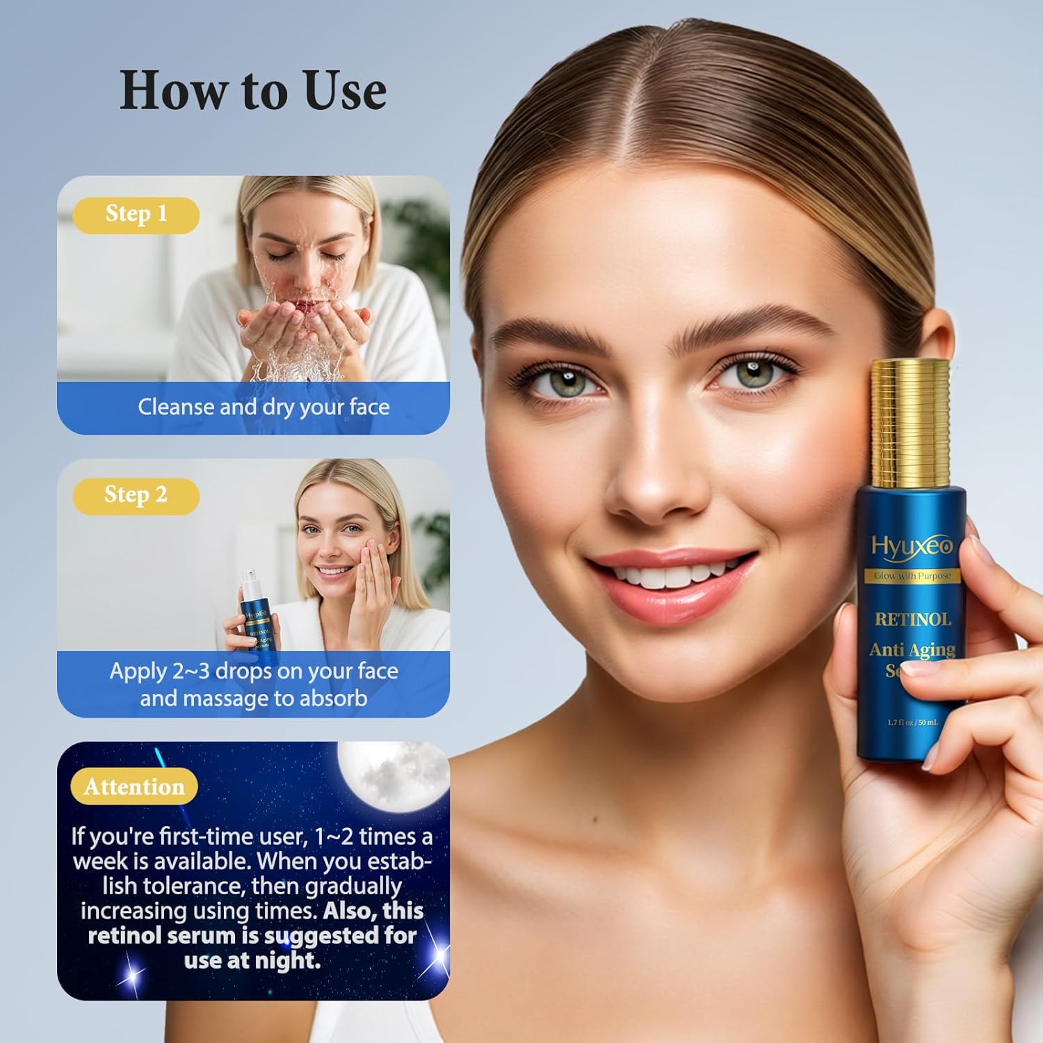 Retinol Serum for Face, Anti Aging and Wrinkle Repair with Squalane, Deep Hydration Firming Formula for Fine Lines Elasticity Plump Lift Skin, Day and Night Use for All Skin Types, 1.70 Fl Oz - Image 7