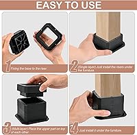 Vista 6 de shouwuhho Paquete de 4 elevadores de muebles ajustables de 1 pulgada, elevadores de cama apilables de altura de 1, 2 pulgadas para sofá, mesa