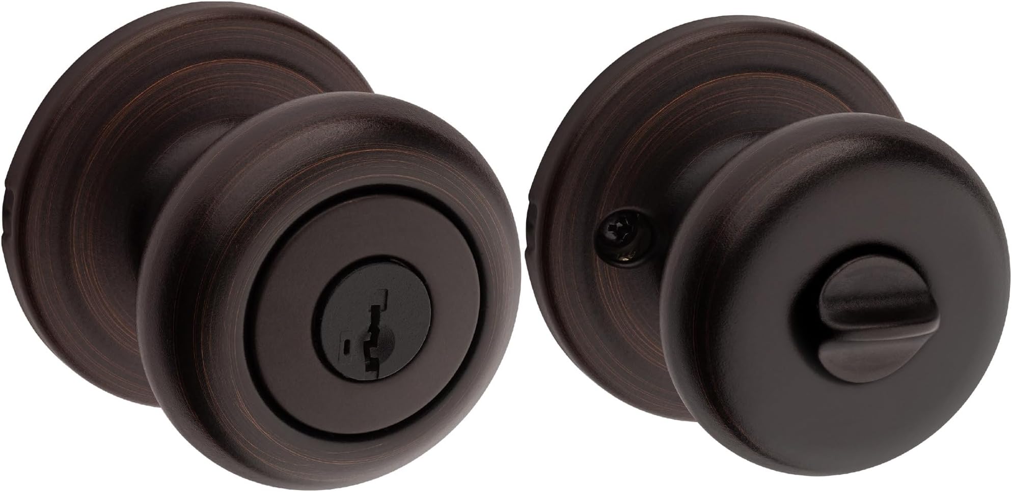 Kwikset Juno Entry Door Knob with Lock and Key, Secure Keyed Handle Exterior, Front Entrance and Bedroom, Venetian Bronze, Pick Resistant SmartKey Rekey Security and Microban