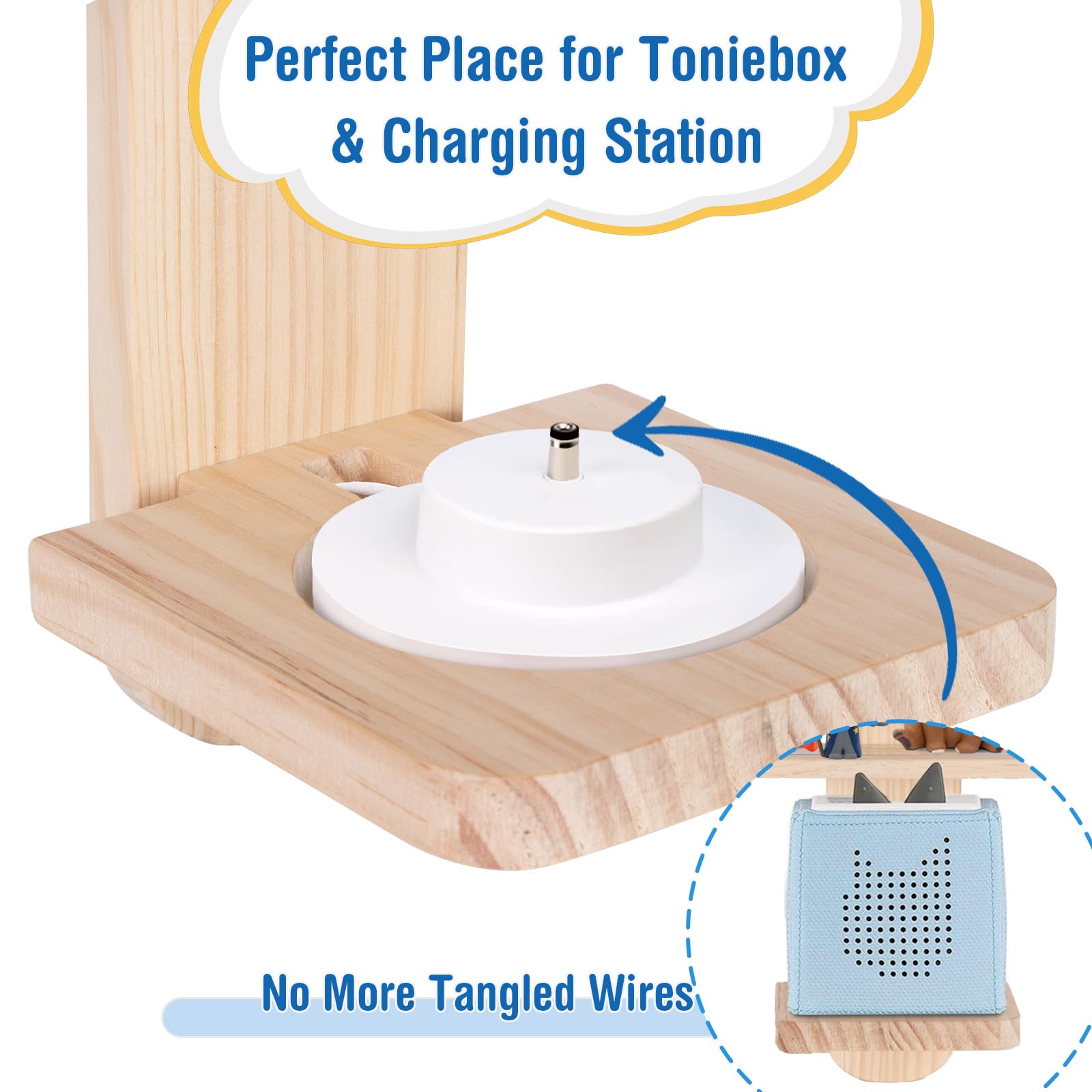 Todeco Étagère Magnétique Murale en Bois, pour Tonies, Barres Verticales | 50-60 Tonie, Compatible avec Toniebox et Station de Charge, Matériel de Montage Inclus, Étagère Réglable, pour Chambre Enfant