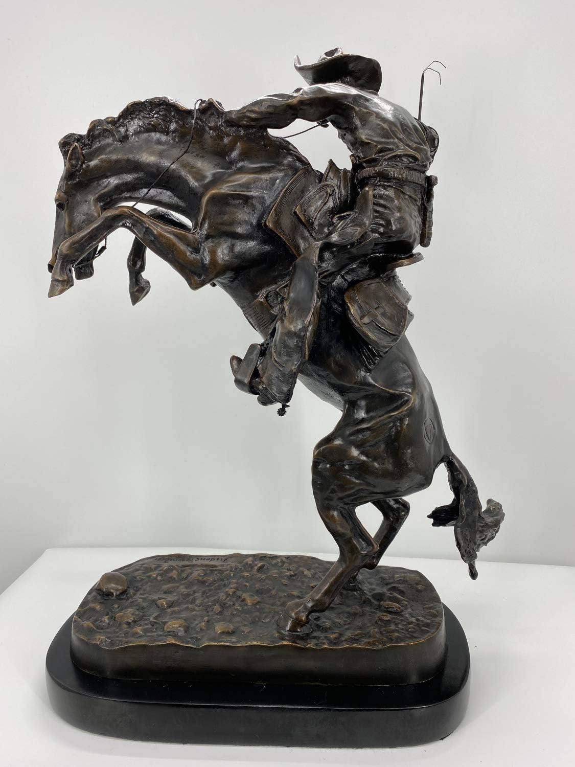 LIFETIME INTERNATIONAL INC American Handmade Bronze Sculpture Statue Bronco Buster By Frederic Remington Regular Size 24" Inches Tall