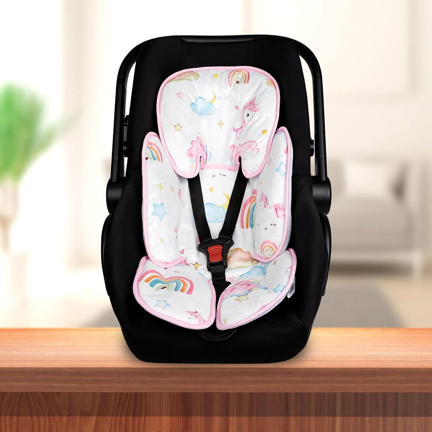 Pea Pod Summer Infant Car Seat Insert, 2 in 1 Baby Car Seat Head Body Support for Newborn Upgrade Mesh Baby Car Seat Insert Stroller Cushion for Boys Girls, Extra Soft and Breathable, Unicorn