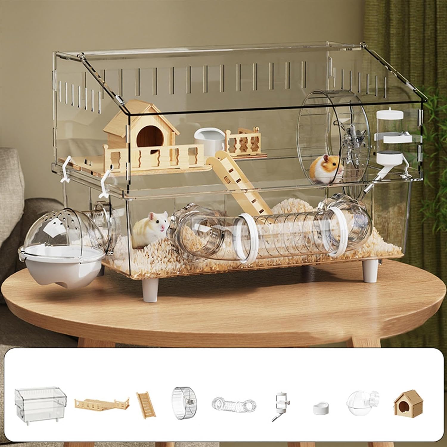 Hamster Cage - Detachable Small Animal House, Portable Pet Crate with Ventilated Design, Spacious Play Home for Hamsters, Travel Friendly Enclosure for Indoor Outdoor Use, Easy Clean Habitat