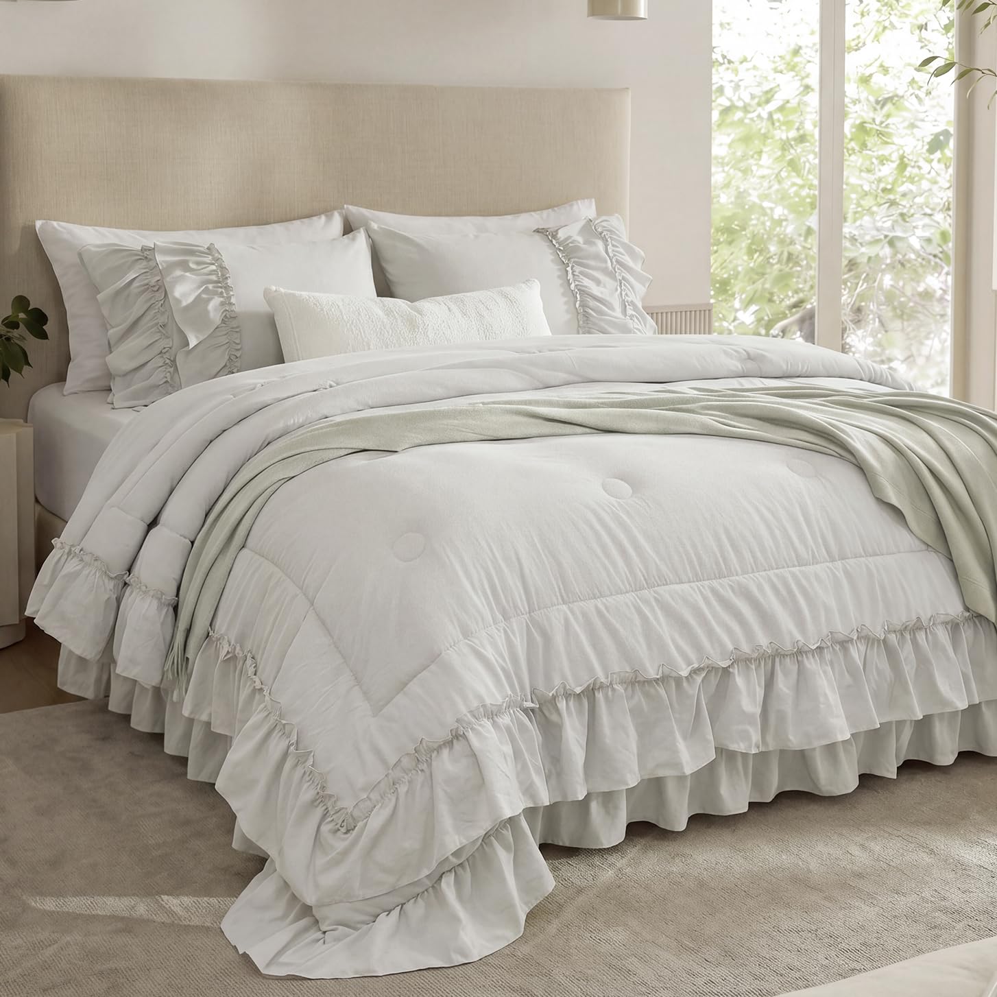 Edredón bohemio beige Queen para renovar tu dormitorio con un toque cálido