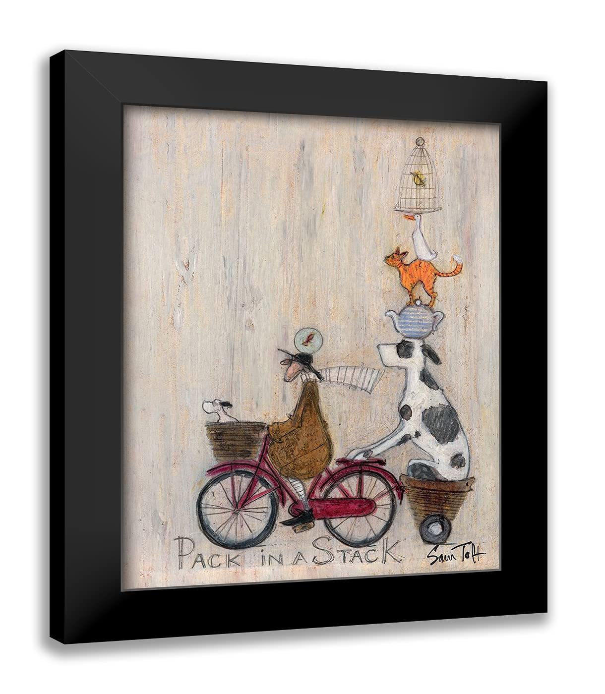 ArtDirectToft, Sam 19x24 Black Modern Framed Art Print Titled: Pack in a Stack