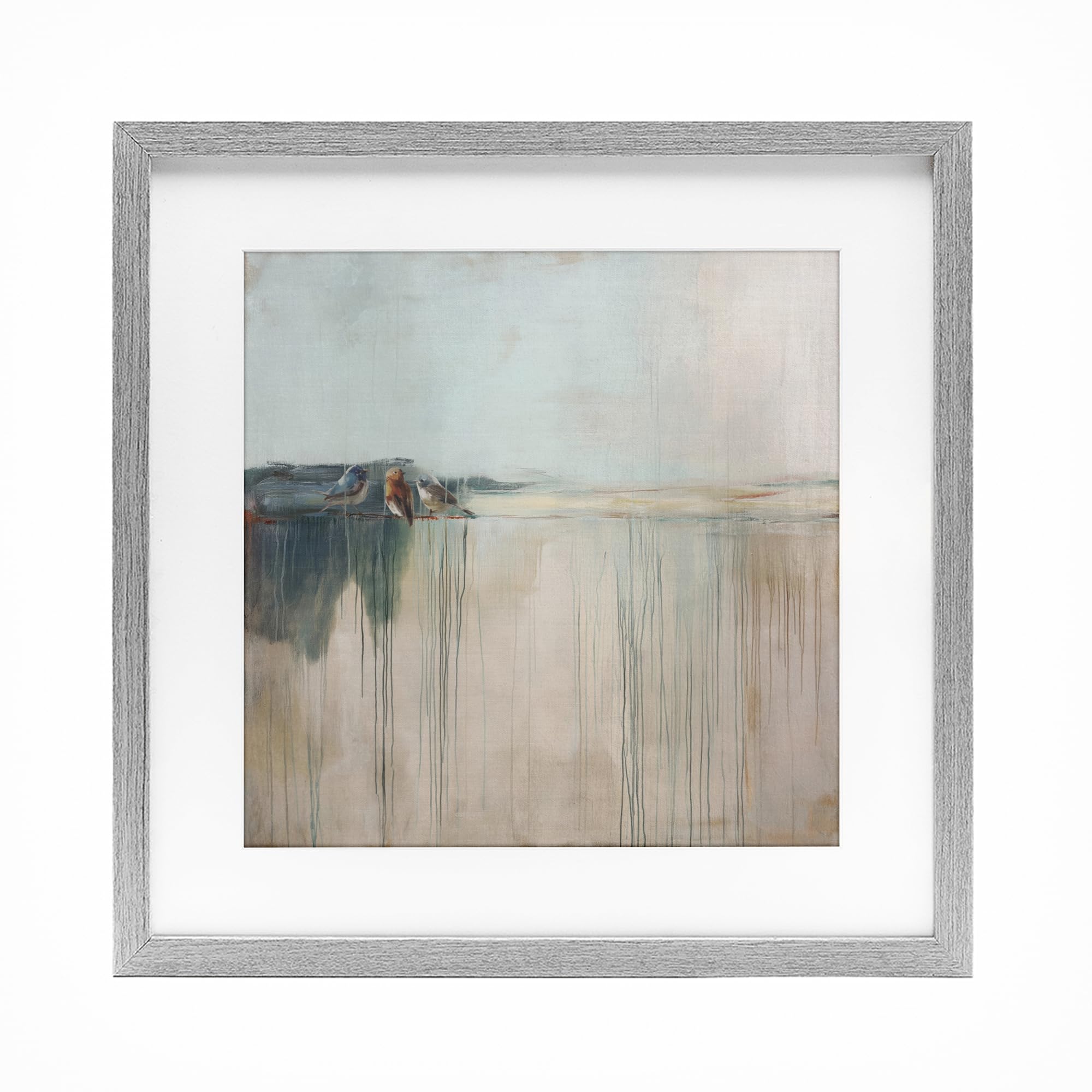 Stupell Industries 'Drips And Feathers Abstract', Framed Print Under Glass, Gray, 13 x 13 Inches, Easy to Hang and Sturdy, Made in USA, by Svetlana Aleynikova