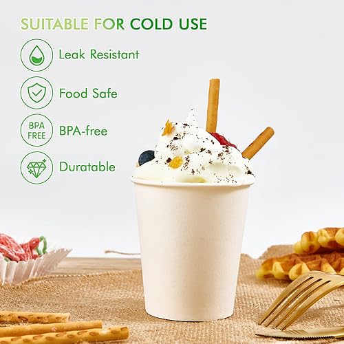 Miniatura 5 de Paquete de 1200 vasos de papel de 5 onzas, 600 tazas blancas para baño y enjuague bucal, 600 vasos coloridos