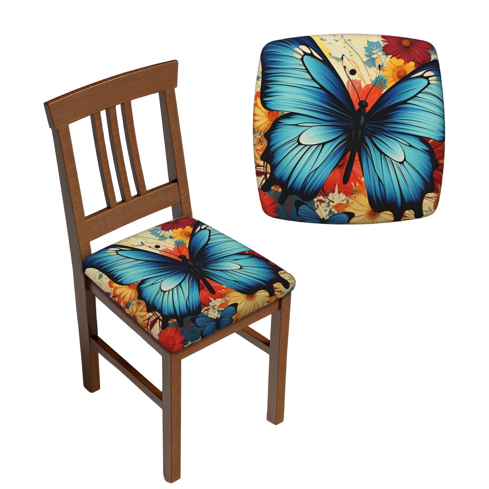 FodPand 4PCS Dining Chair Covers for Dining Room Butterfly Chair Seat Cover Stretch Parsons Chair Slipcover Removable Washable Seat Cushion Slipcovers Cover for Kitchen Office