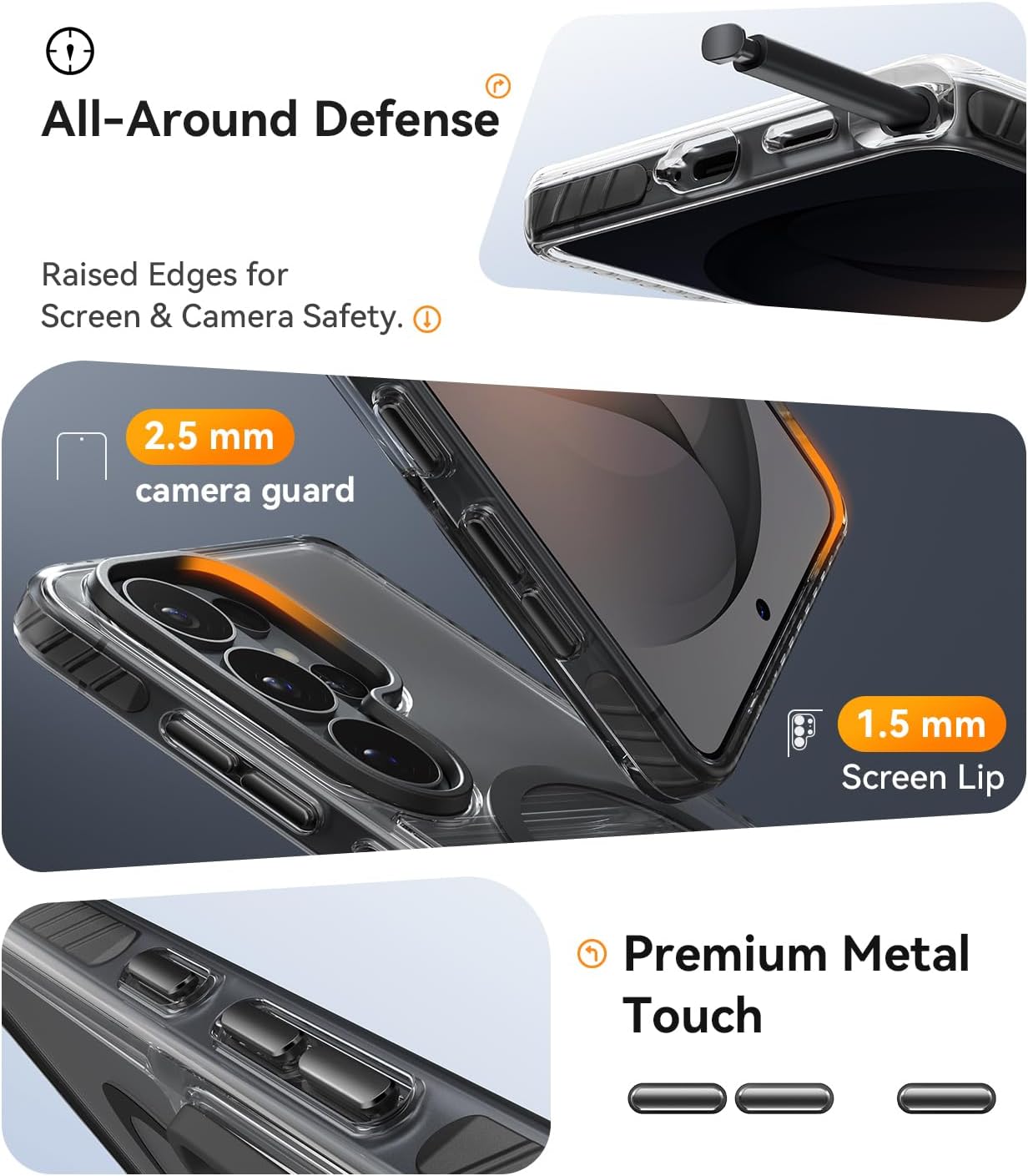 JUESHITUO Magnetic Stand for Samsung Galaxy S26 Ultra Case Clear, Fit for MagSafe, 16FT Military-Grade Protection,with Screen ProtectorX1,Camera Guard for S26 Ultra Case-Black