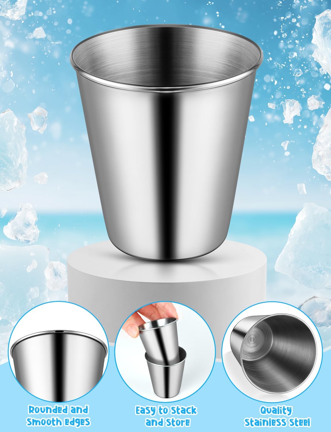 14 Pcs Stainless Steel Shot Glasses, 2.36 Ounce Metal Shot Glass, Small Reusable Unbreakable Silver Shot Cups Barware Drinking Vessel Tumbler for Bar Home Restaurant Travel - Image 3