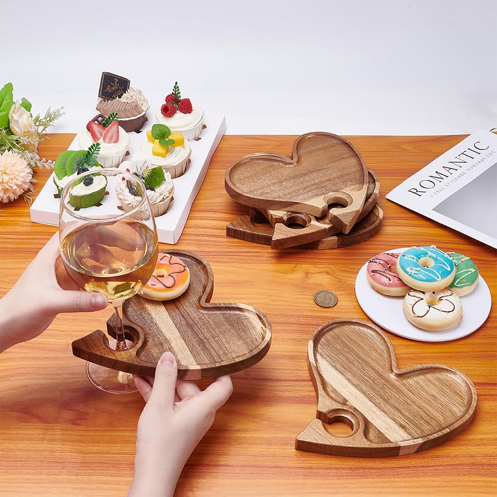 UNICRAFTALE 5 Plateaux Cœur Apéritif Vin Planches Charcuterie Bois Plateau Fromage Cocktail Cadeaux Mariage