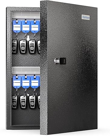 32 Key Cabinet Organizer, Key Lock Box, Key Safe Security Storage Lockbox Holder for Valets, Hotels, Car and House Keys, Key Keeper Box – Black