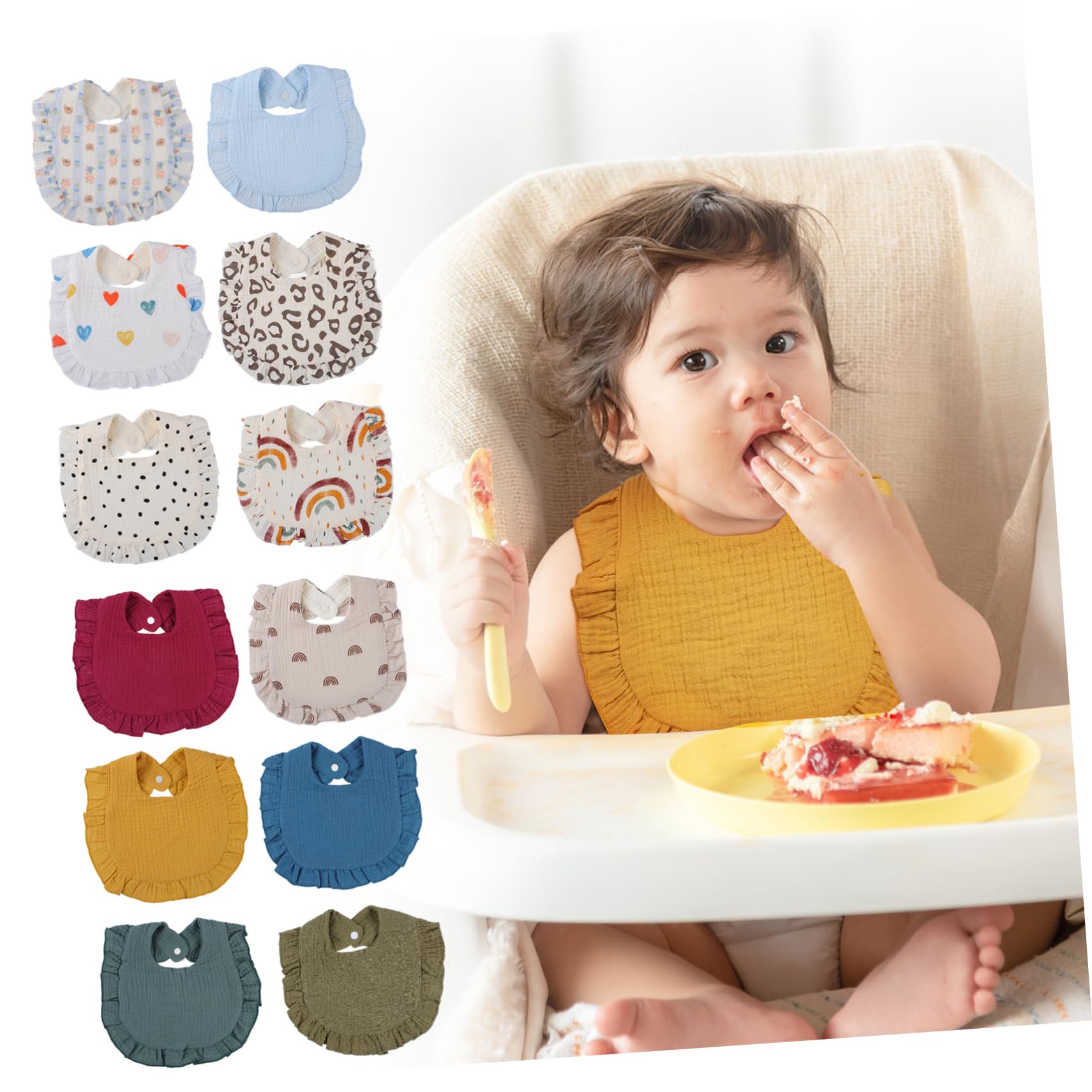 12pezzi Bavaglini Assorbenti Per Muslin Bavaglini Unisex Per Chiusura Accessori Per Alimentazione e Ruttini e Lavabile