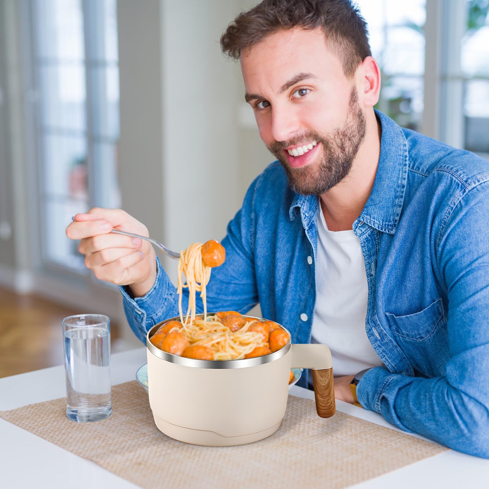 Bol En Acier Inoxydable Avec Couvercle Pour Nouilles
