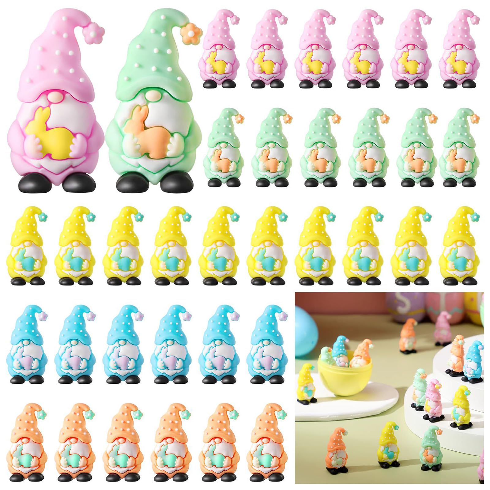 Figuras de Resina Encantadoras de gnomos pequeños temáticos para decoración navideña y Decoraciones coleccionables de Pascua