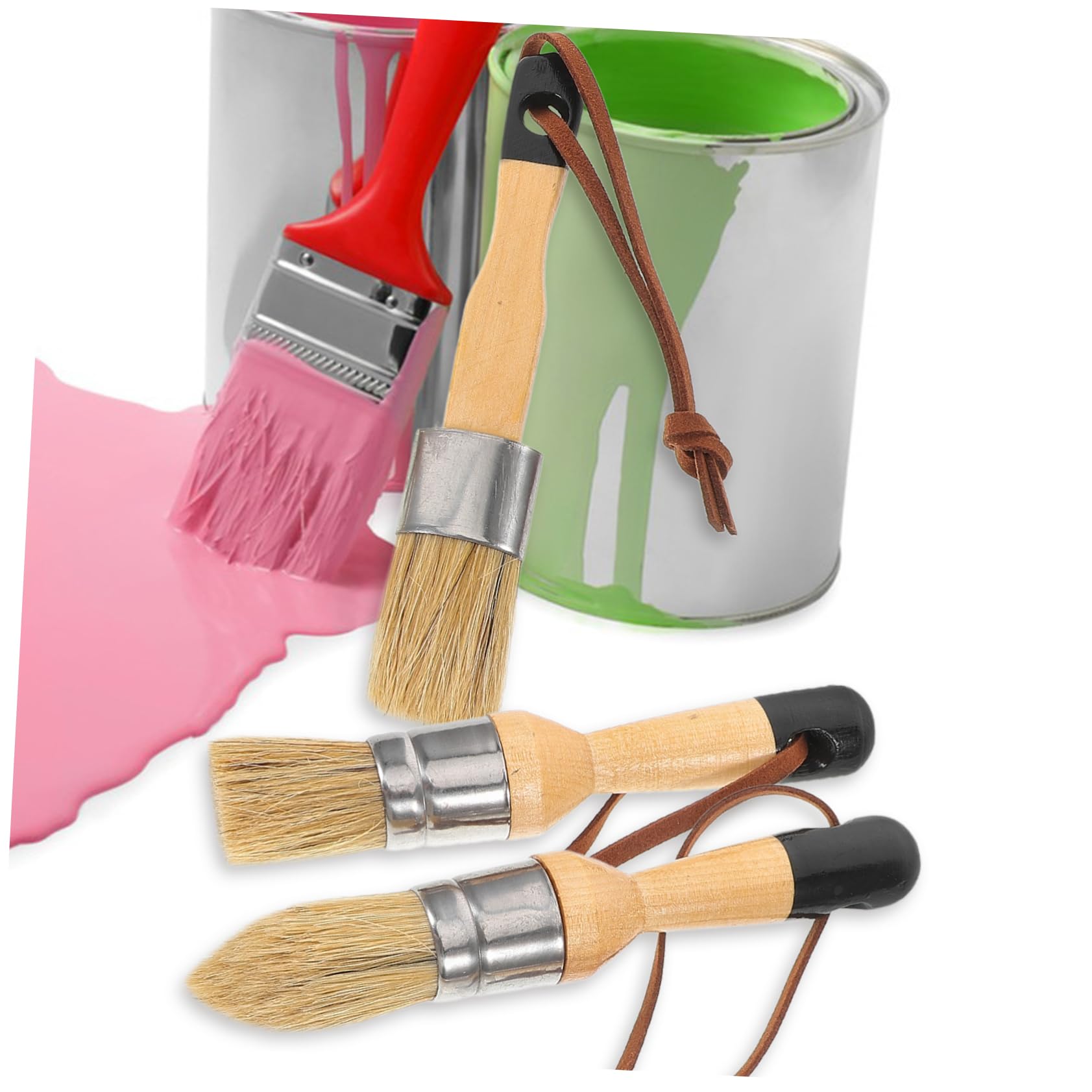 NUOBESTY Conjunto De Pinceles De Arte Uso Diario Pinceles De Pintura Resistente Al Agua Manualidades Y Decoración 3 Piezas X 4