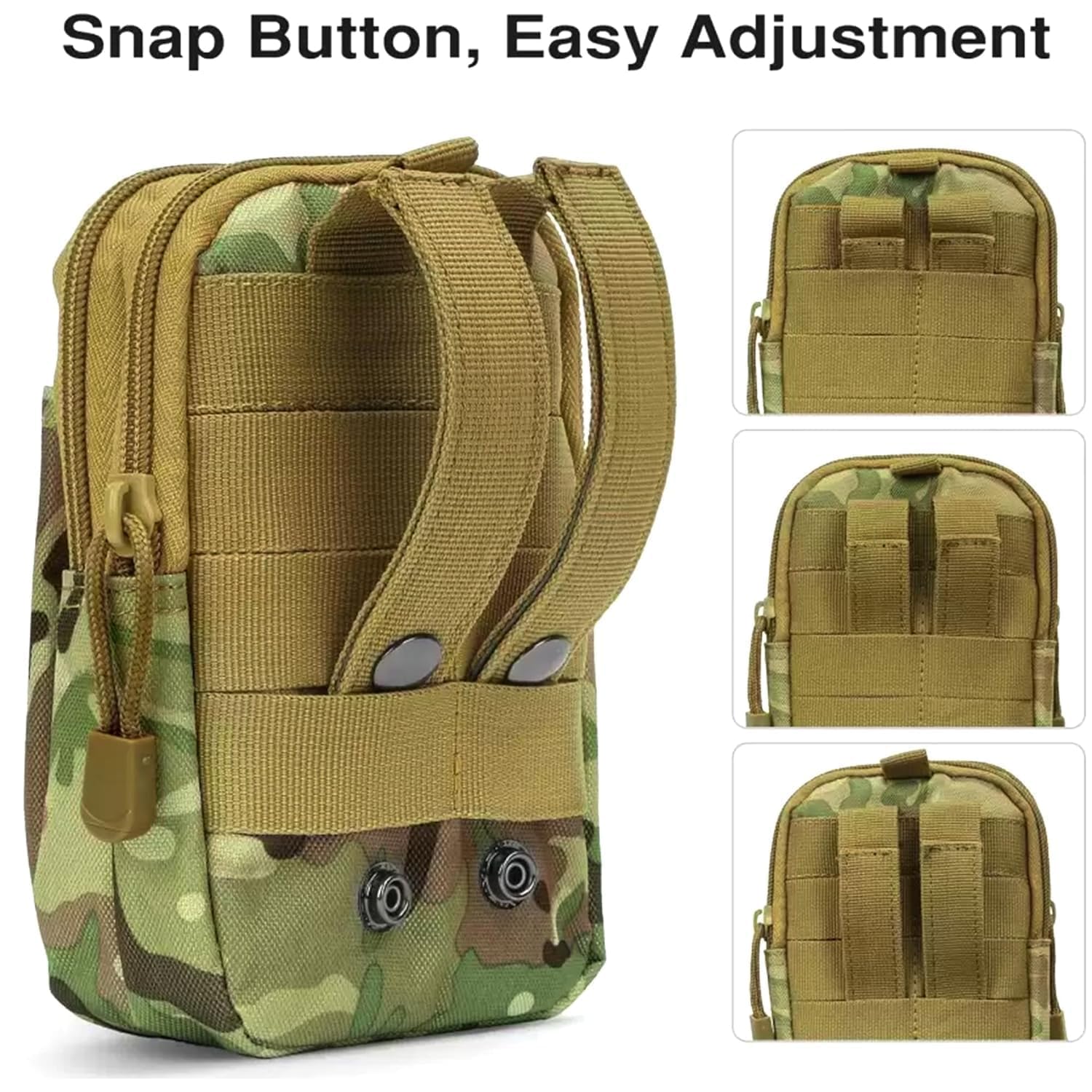 Meakwisht Military Camouflage Tactical Waist Pouch Mobile Phone Holder for Men with Dual Zipper Compartments and Belt Loop Holster for Outdoor Hiking (Pack of 1) 4