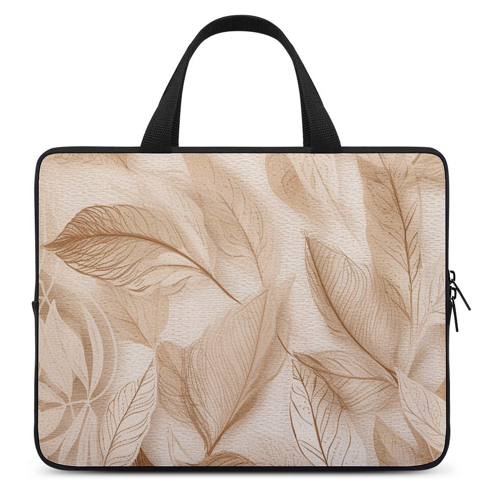 Foglie beige su tessuto Laptop Sleeve Ultra-sottile, impermeabile, 13 pollici Laptop Borse, Borsa protettiva portatile per computer con cinghia da polso