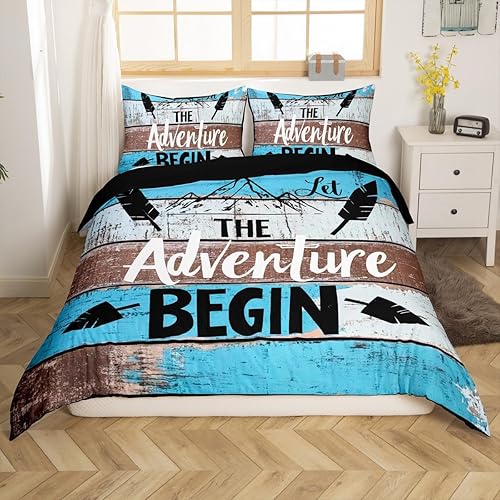 Miniatura 12 de Erosebridal Juego de funda de edredón rústica para cabaña, cámper, tamaño individual, para literas de caravana, funda de edredón para campamento