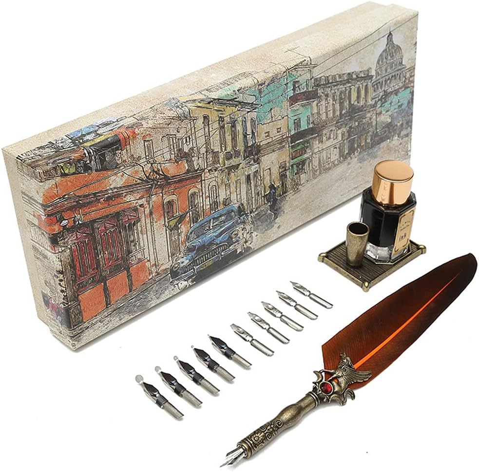 Retro British Stationery Dip Fountain Pen Set Christmas Halloween Special Calligraphy(C)