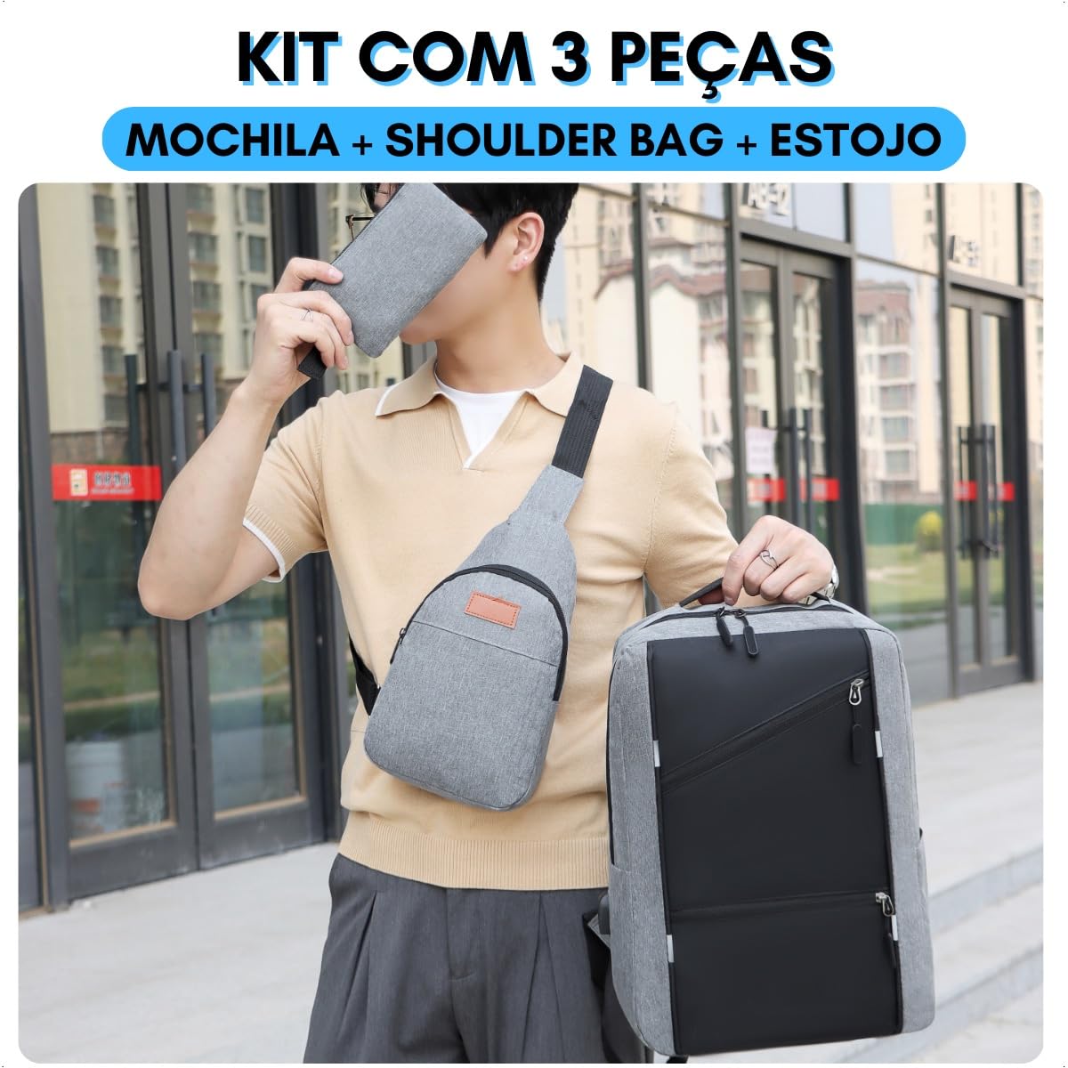 Kit Mochila Notebook Escolar 3 Peças Bolsa Executiva Masculina Feminina Reforçada Para Laptop 15,6 Conjunto Estojo + Shoulder Bag (Cinza, 15.6″) em promoção! Veja a oferta e mais achadinhos de Mochilas escolares 4 Hoje é o melhor dia para comprar Kit Mochila Notebook Escolar 3 Peças Bolsa Executiva Masculina Feminina Reforçada Para Laptop 15,6 Conjunto Estojo + Shoulder Bag (Cinza, 15.6″) com aquele preço maroto! Promoção! Aproveite a oferta! 4