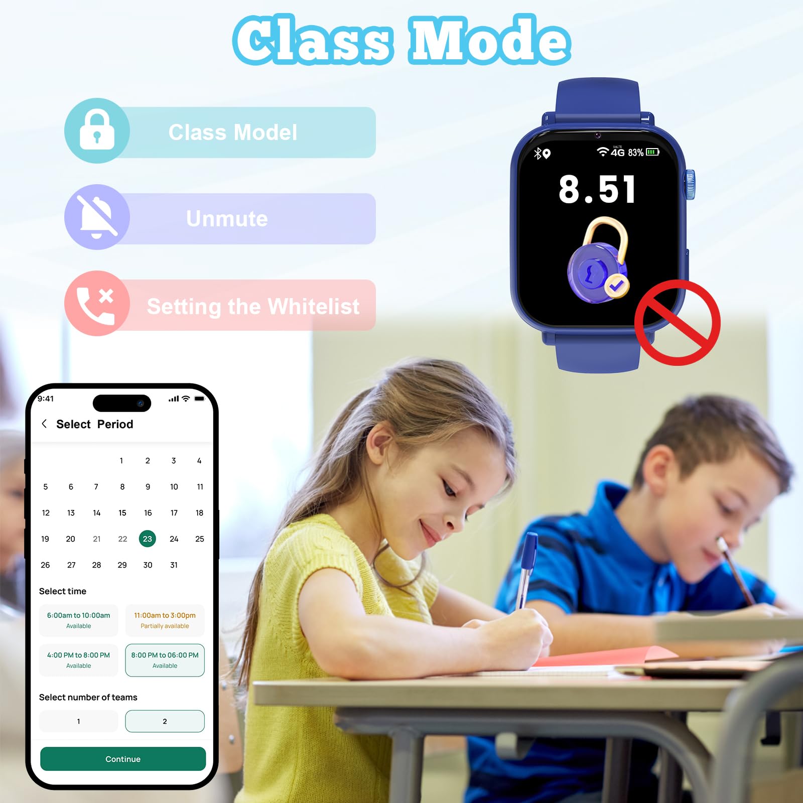 Smartwatch Bambini GPS 4G, Orologio Intelligente con Telefono Videochiamata | Chat, SOS, Sveglia, Contapassi, Camera, Modalità Classe, Gioco, Smart Watch per Ragazza e Ragazzo 4-12 Anni Regalo, Blu